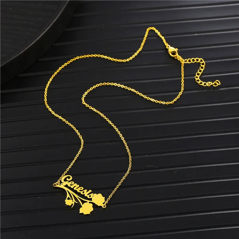 

Bellona 2022 Newest Hot Selling DIY Custom Stainless Steel Rose English Letter Clavicle Chain