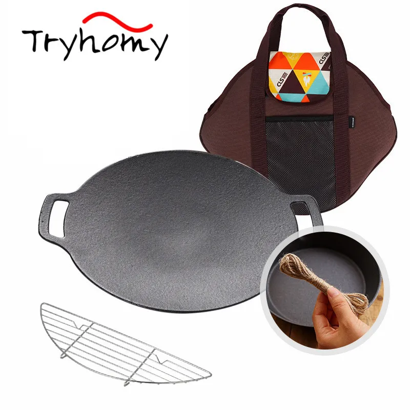 

Tryhomy Korean Grill Pan Non-stick Bakeware Smokeless Barbecue Tray Stovetop Plate Outdoor Party Picnic Camping Grill Roast Pan