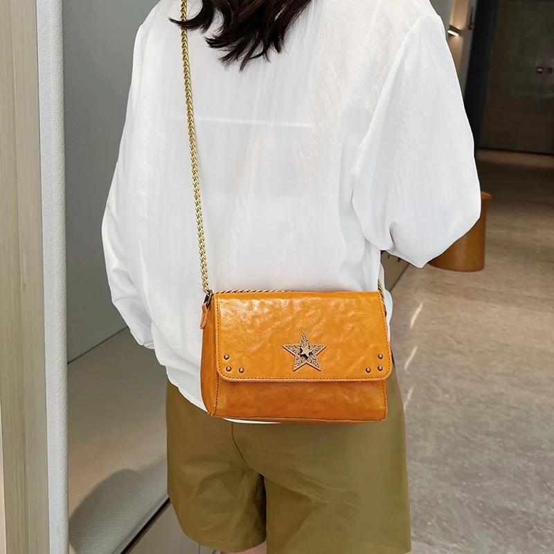 Cow Leather Large-capacity Handbag Business Leisure Envelope Bag 2023 New Rivet Leather Single-shoulder Cross-body Bag For Women