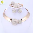 Ювелирные наборы для женщин золотой цвет свадебные вечерние аксессуары для невесты ожерелье серьги набор Модный кристалл кулон костюм