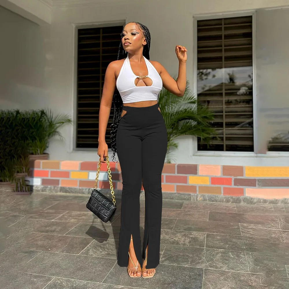 Женские расклешенные брюки CM.YAYA элегантные уличные модные с высокой талией