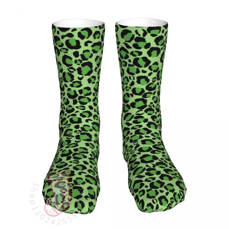 

Female Cycling Green Leopard Print Socks Cotton Funny Camouflage Woman Socks