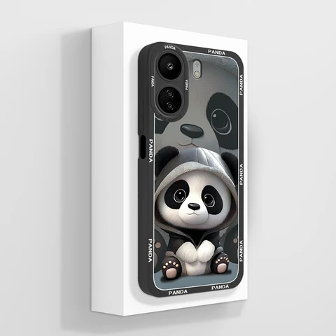 Для Xiaomi Redmi 13C 4G чехол Cute Panda мягкий гладкий жидкий силиконовый чехол с защитой от падения для Redmi 13 C Redmi13C Защитная пленка для телефона