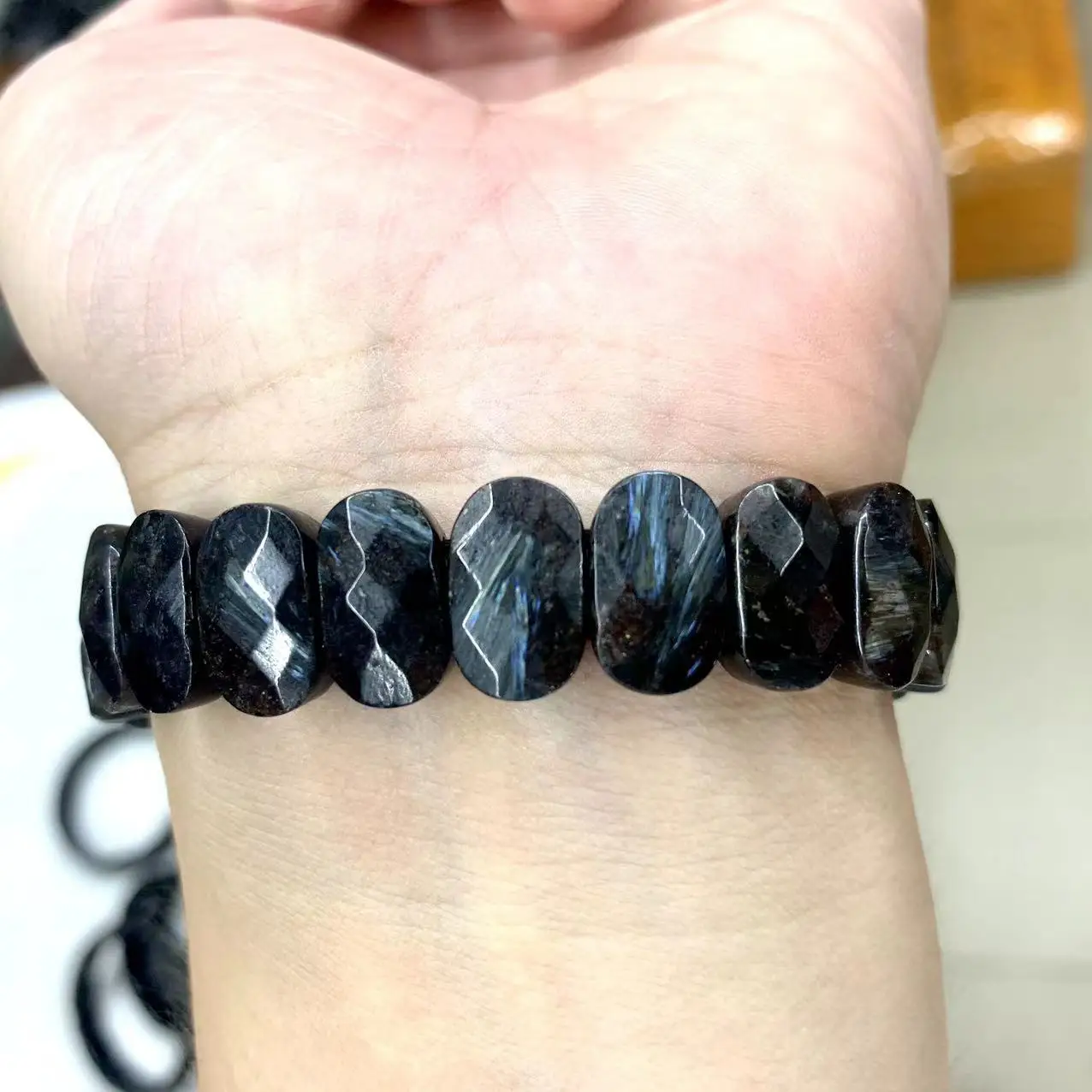 Браслет с бусинами из астрофилллита, горнбланде, Arfvedsonite, ювелирные изделия из натурального драгоценного камня, браслет для женщин и мужчин, оптовая продажа!