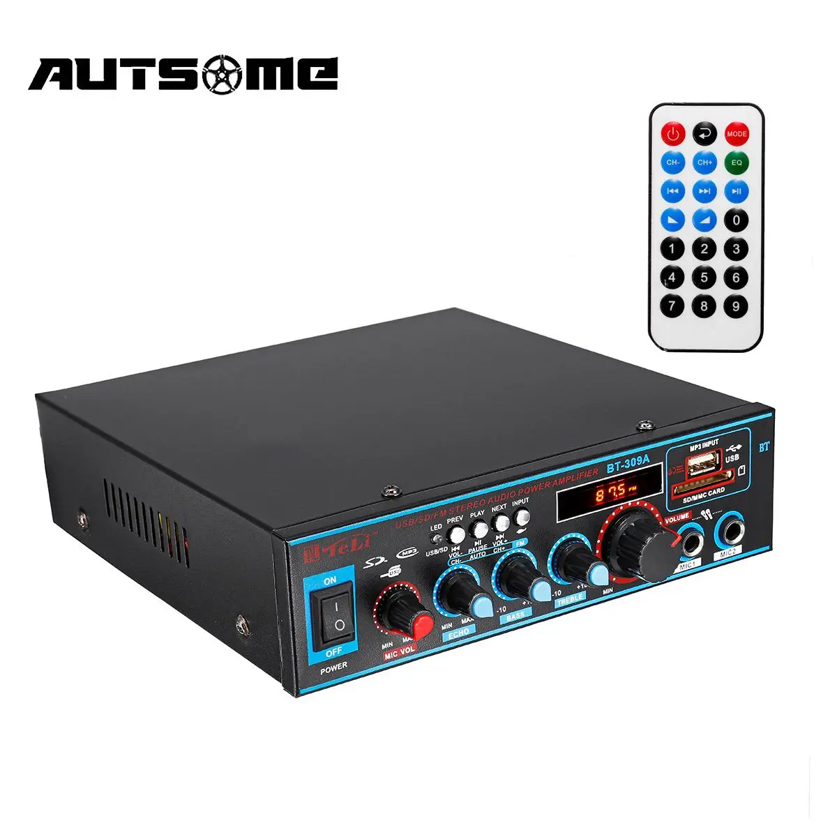 

400W+400W HIFI Bluetooth Amplifier Digital Subwoofer AUX input USB SD Home Theater Amplifiers Audio Processor Power Amplifier