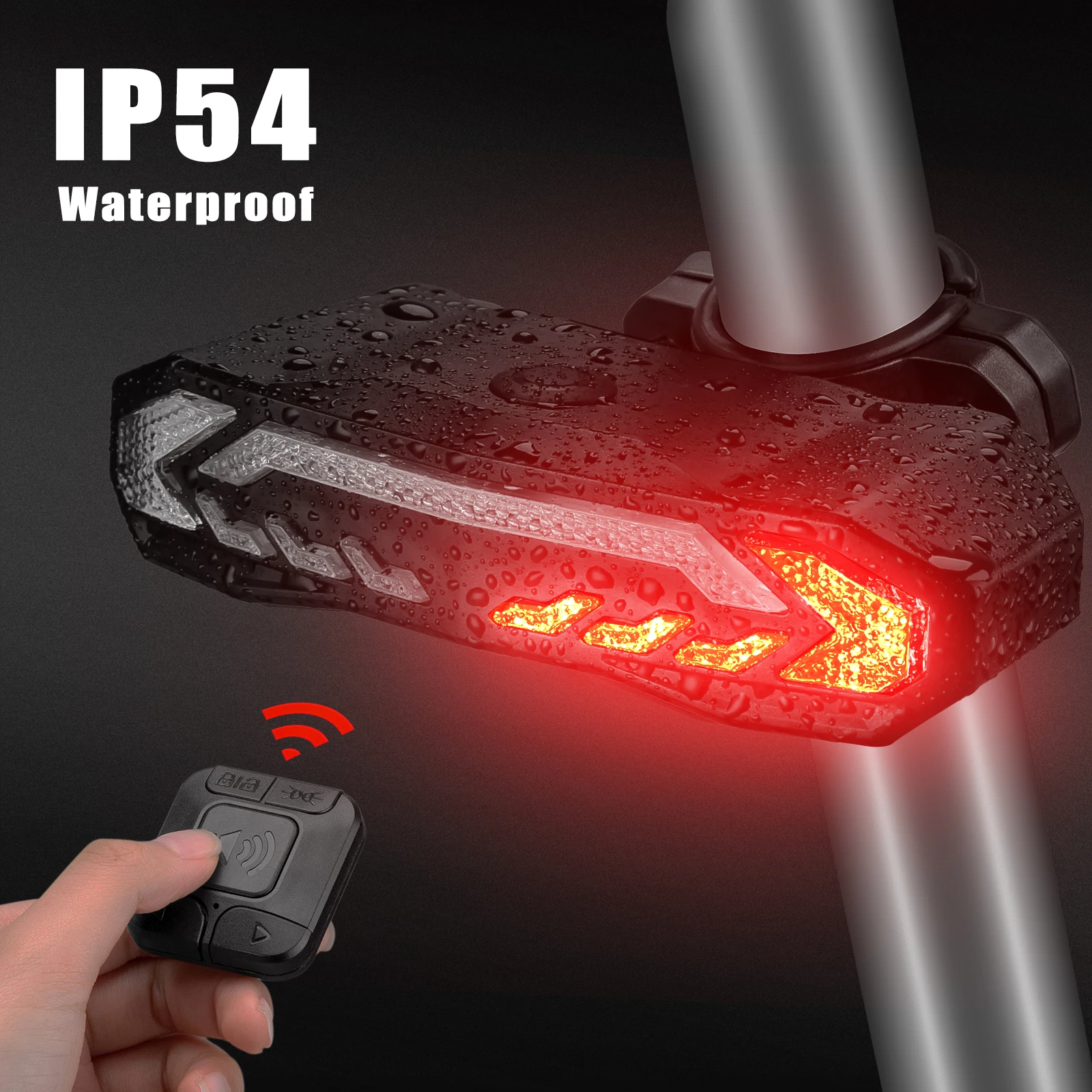 

MTB Bike Light Wireless Remote Control Brake TaillightLED Waterproof Bicycle Alarm Anti Theft Rear Light Bike Accessories
