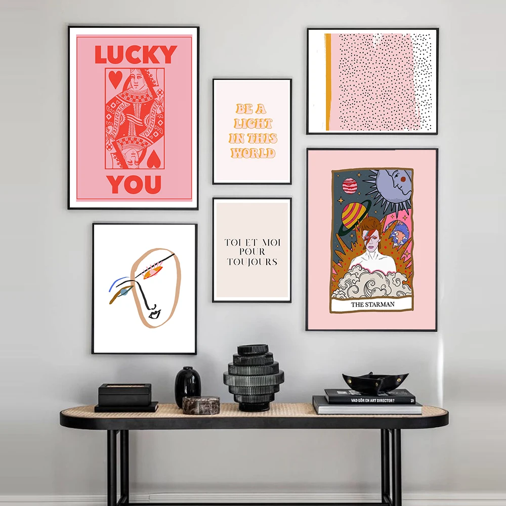 

Nordic Abstract Poster Line Face Canvas Painting Wall Art The Starman Lucky You Tarot Pictures for Living Room Modern Decorative