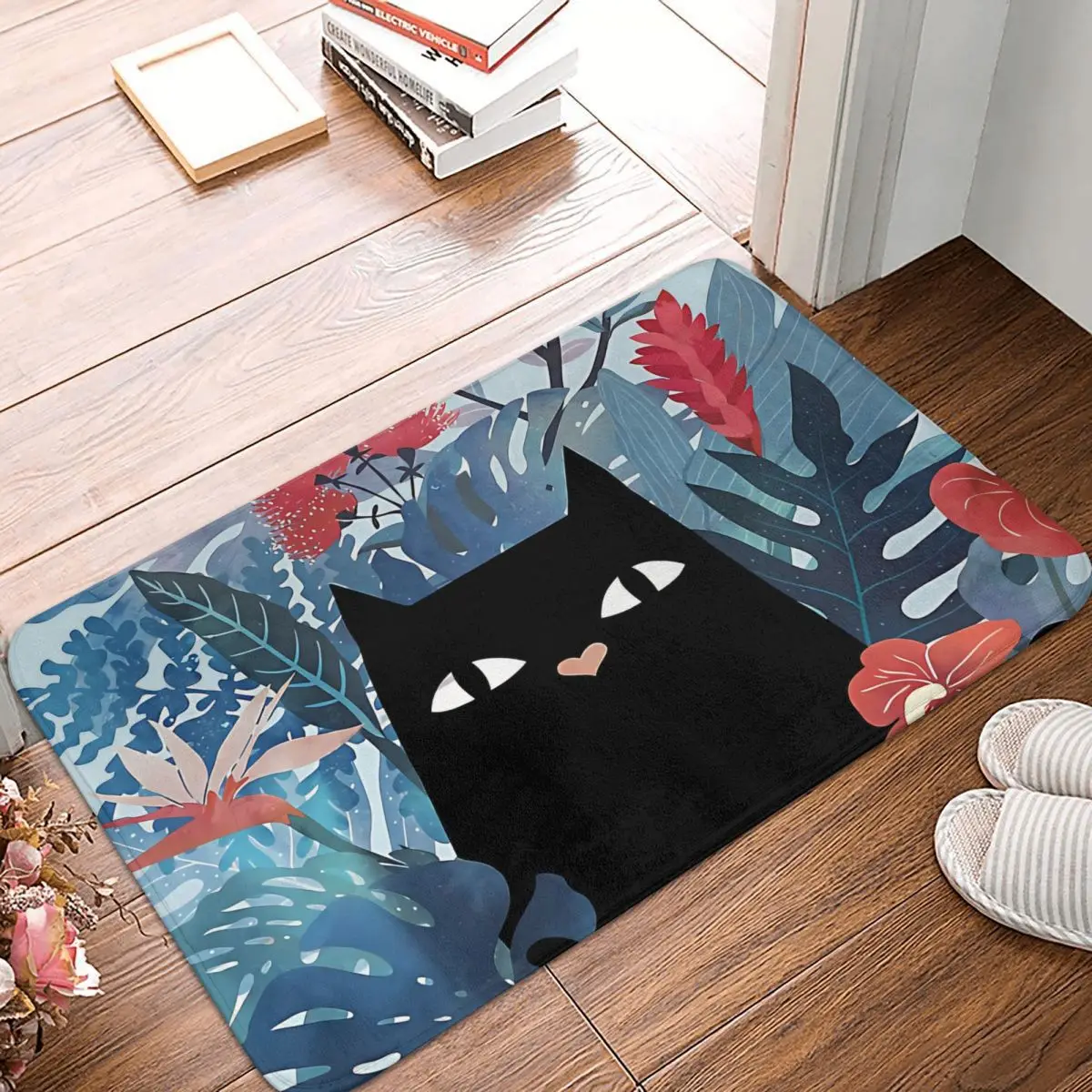

Cat Non-slip Doormat Popoki Bath Kitchen Mat Outdoor Carpet Home Pattern Decor