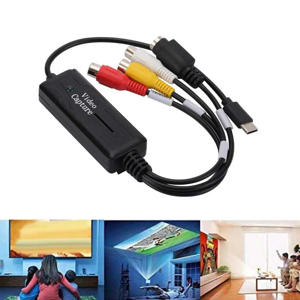 

Audio Video Capture DVR Card Adapter Easy Cap VHS to DVD Converter Plug And Play USB-C Output Video Recording