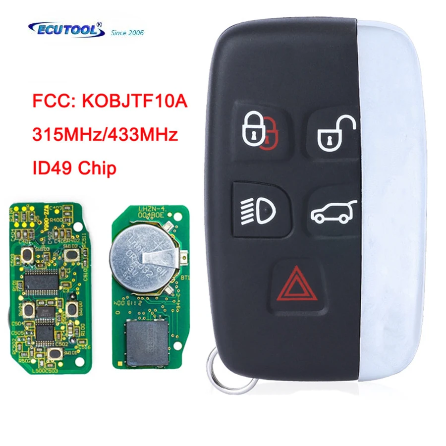 

315/434MHz ID49 Car Remote Key For Land Rover Discovery 4 Freelander Range Sport Evoque Smart Fob 2012-2017 FCC ID KOBJTF10A