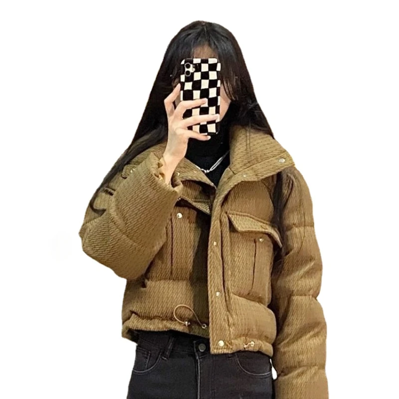 

Зимнее пуховое хлопковое пальто, женское короткое корейское хлопковое пальто в стиле ретро, модное дизайнерское утепленное хлопковое пальто, свободное теплое пальто