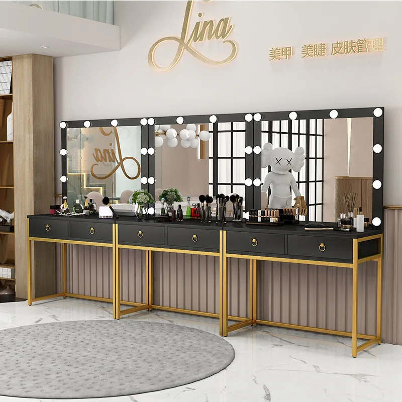 Туалетный столик для макияжа с 9 светодиодами спальни тумбочка полки хранения