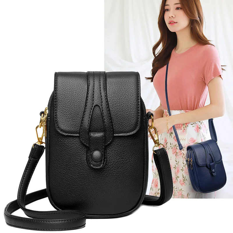 

Simple Design PU Leather Crossbody Shoulder Bags For Women Spring Retro Branded Handbags And Purses Ladies Mobile Phone Sac