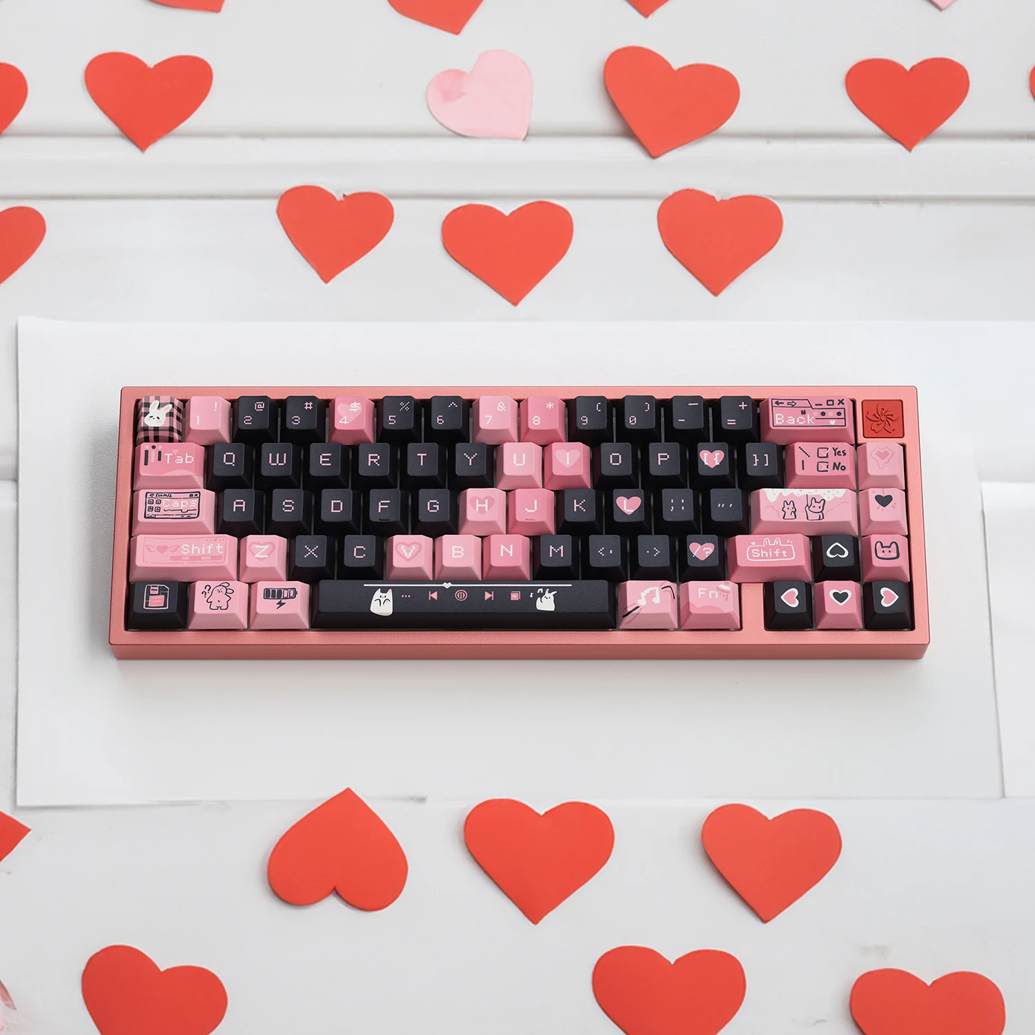 

Колпачки для механической мини-клавиатуры GK64 Anne Pro 2, 1 комплект, это кролик, розовый, черный, вишневый профиль, индивидуальные колпачки для клавиш PBT ISO, 60%