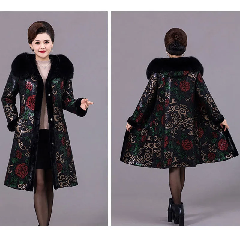 Winter Fur Coat Jacket Women New Middle-aged Female One Piece Of Fur Overcoat Mid-length Fashion Double-sided Fur Outwear
