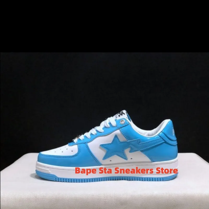 Top men's bapesta-clgz SK8 women's fashionable patent leather comfortable sports black and white outdoor casual sports shoes
