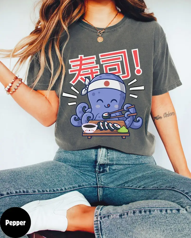 Рубашка для суши осьминог Японская уличная одежда кавайная рубашка японская