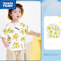 takara tomy summer pikachu short sleeved boys and girls cartoon cute printing half sleeved childrens cotton cool t shirt