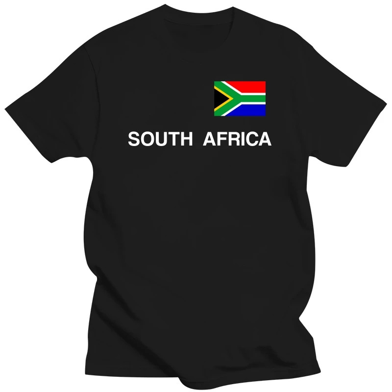 

New Summer Mens Fashion Streetwear Tshirt South Africa Mens T-SHIRT-TEXT & Flag Print-Black-South Africa Cape Town