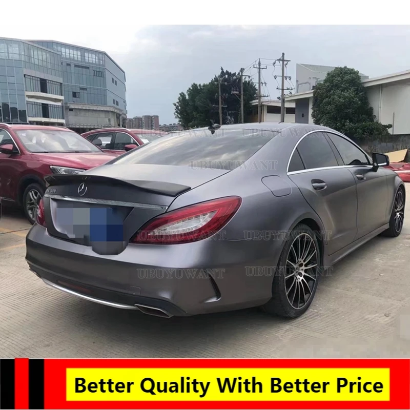 

Use For Mercedes CLS Class W218 2011-2016 R Style Spoiler ABS Plastic Carbon Fiber Look Rear Trunk Wing Car Body Kit Accessories
