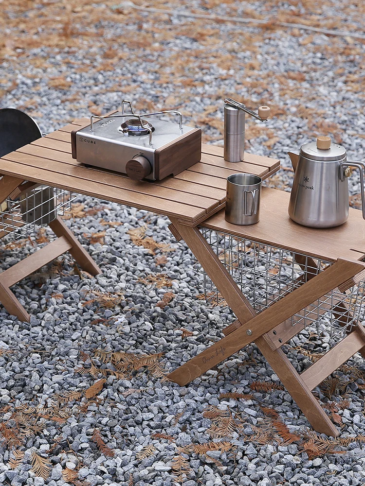 

Складной стол для кемпинга, барбекю, обеденной стол, корзина, портативное снаряжение, деревянный, бесплатный комбинированный верстак