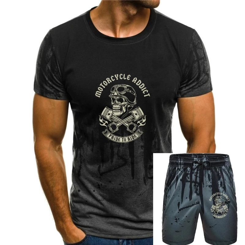 

Motorcycle Addict Biker Chopper Bobber Motard Motorrad Summer Short Sleeve Plus Size Print Men T Shirt Breathable T Shirt Man