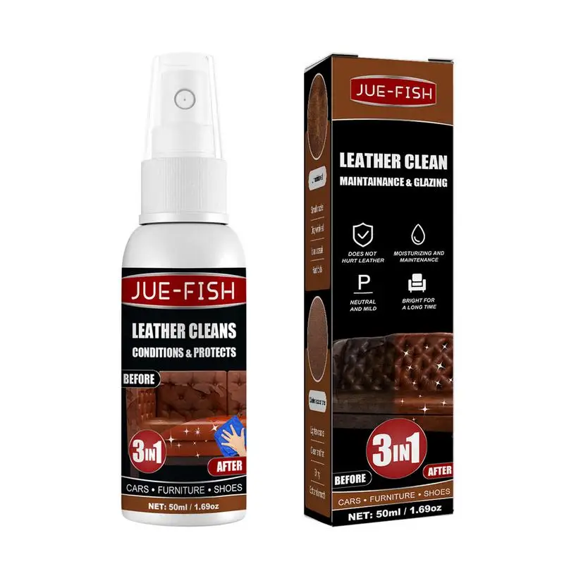 

50ml Leather Cleaner 3 In 1 Leather Cleaner And Conditioner Auto Leather Cleaning Agent Spray Multi-purpose Restores And Renews