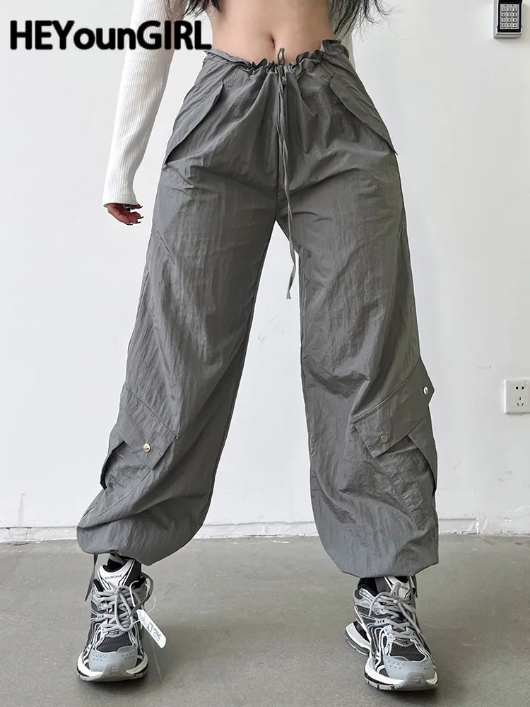 

Брюки-шаровары HEYounGIRL женские с заниженной талией, повседневные свободные Джоггеры в стиле хиппи, уличная одежда с карманами, модные корейск...