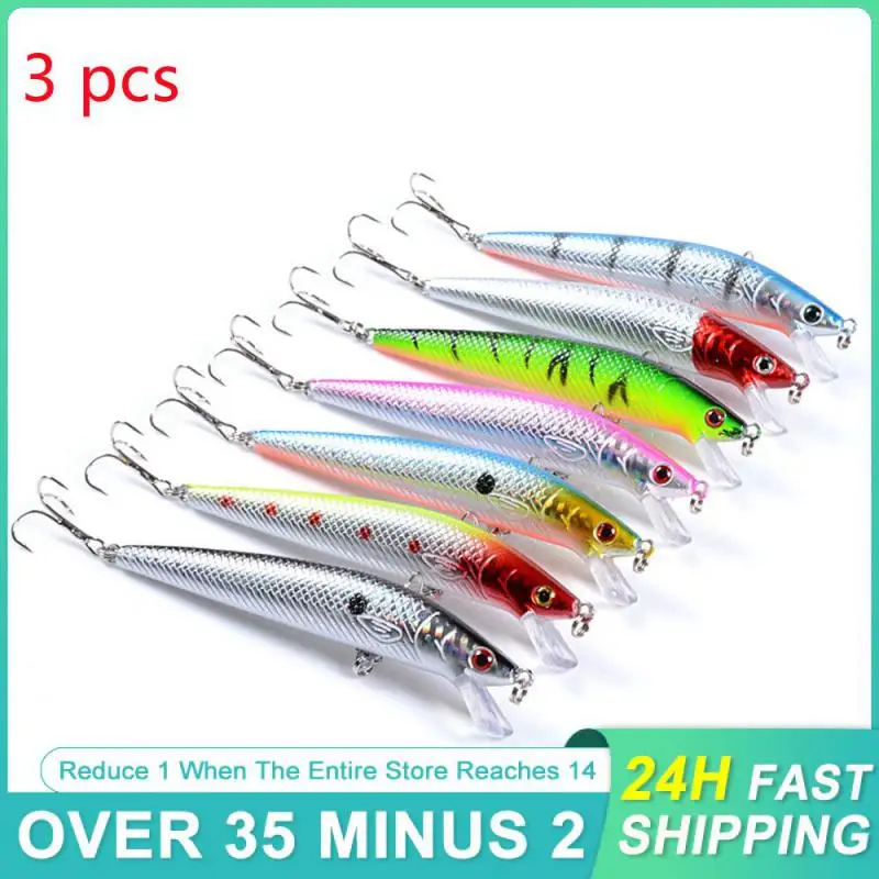 

3 Pcs Mino Biomimetic Laser Bait 11.8cm 12.6g Luya Bait Plastic Sinking Vibration Perch Hard Bait Pencil Fishing Tackle