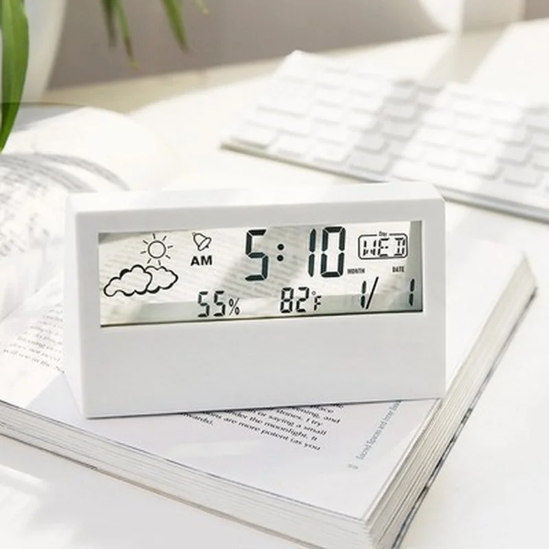 

Цифровой будильник с ЖК-дисплеем, настольные часы, монитор температуры и влажности, многофункциональный календарь, звонок с функцией повто...