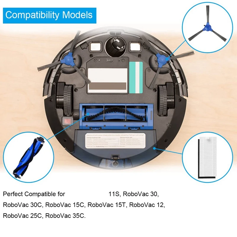 

Сменная основная и боковая щетки, фильтр НЕРА Для Eufy Robovac 11S 15C 30C 35C, аксессуары для роботов-пылесосов