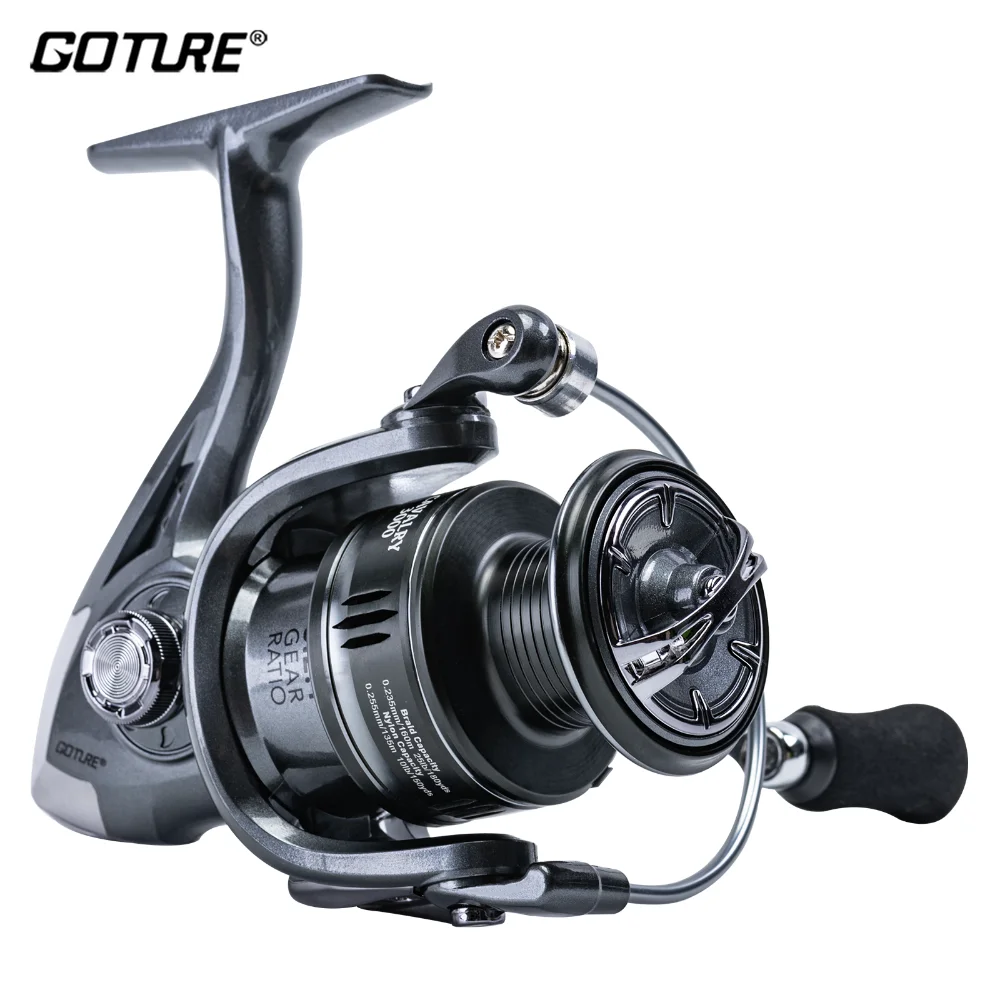 Goture Metal Fishing Spinning Reel 5.2:1 Gear Ratio 3 Ball Bearing 3000 Series Max 15.5LB for Carp Fishing Accessories