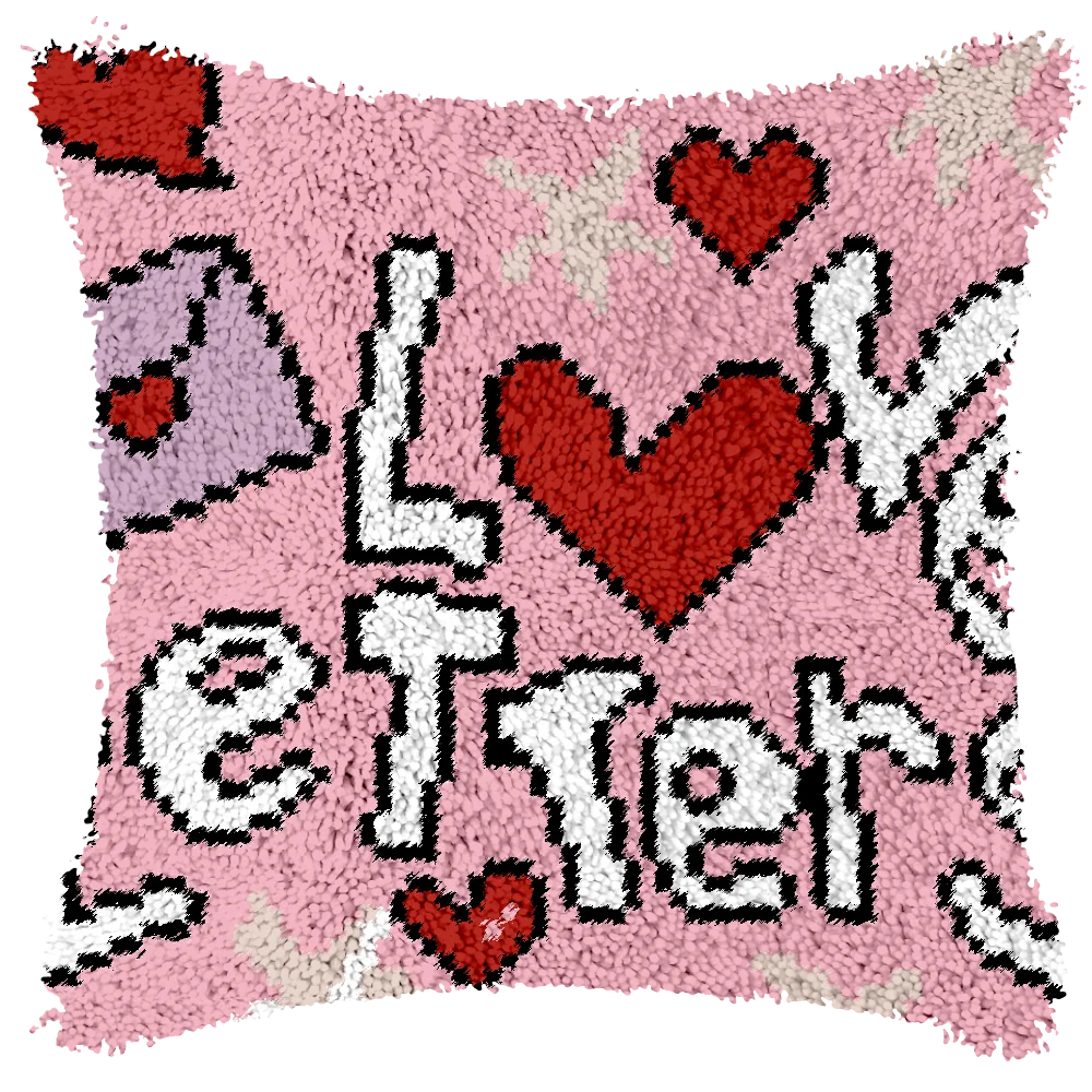 

Latch Hook Love Pillow Case Crochet Crafts DIY Yarn Embroidery Art Cushion Cover Sofa Bed latch hook kits patterns غطاء وسادة