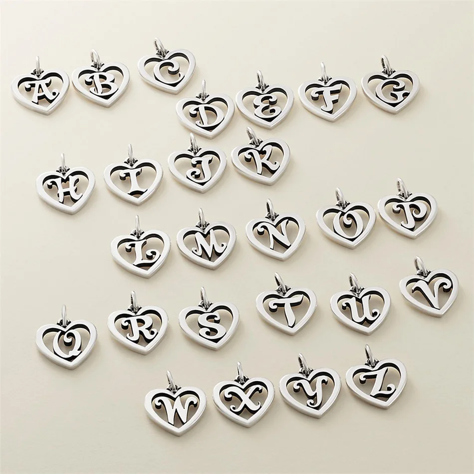 

JUJIE 316L Stainless Steel Heart Pendant Initial Charm 26 Hollow Letter Suitable For DIY Necklace Jewelry Wholesale/Dropshipping