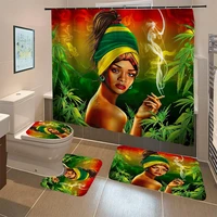 waterproof bathroom shower curtain set africa girls non slip bath mat rugs carpet toilet seat cover bathing home decor