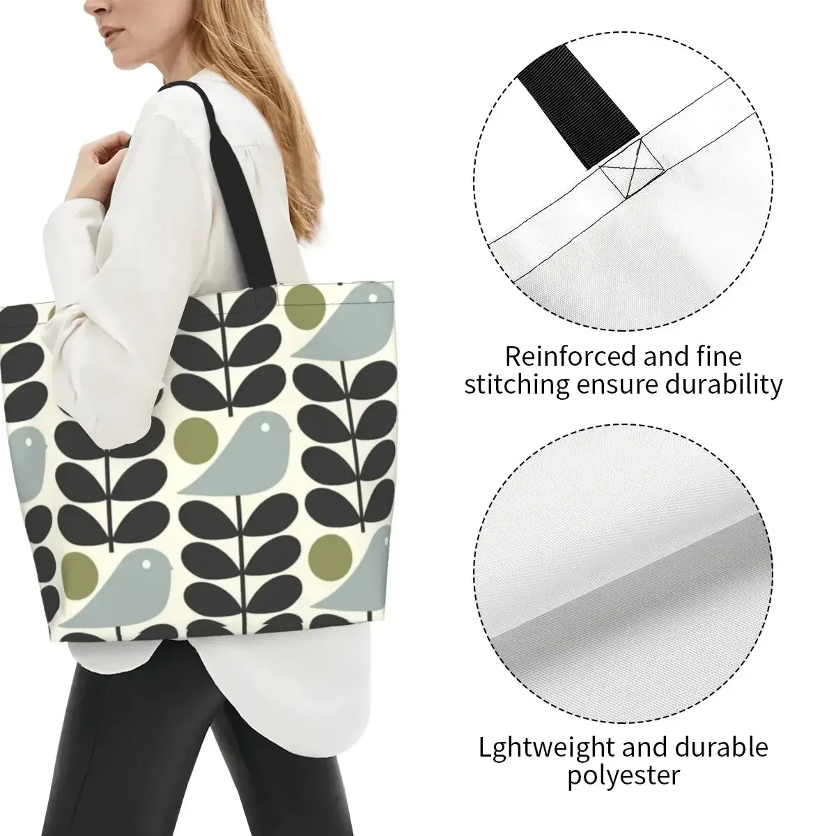 Многоразовая сумка для покупок Bird Orla Kiely с абстрактным дизайном женская холщовая