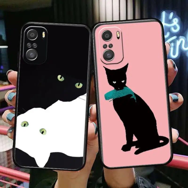 

Black and White Cats Phone Case For xiaomi redmi 11 Lite pro Ultra 10 9 8 MIX 4 FOLD 10T Black Cover Silicone Back Prett