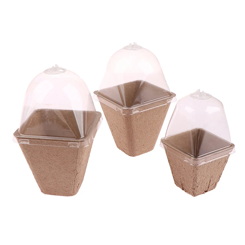 

5Pcs/Set Plant Nursery Seedling Pot With Humidity Dome Seed Starter Pots Biodegradable Peat Pots Seedlings Planting Pots Indoor
