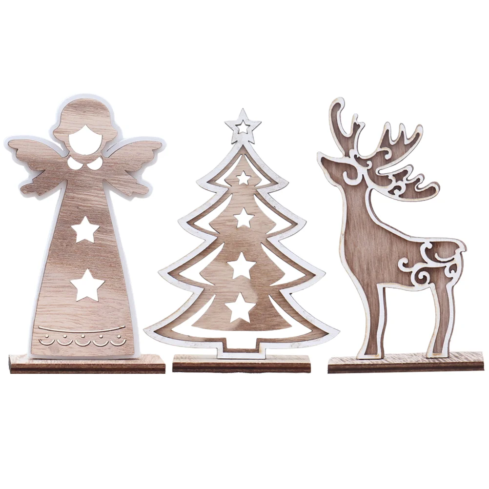 

3pcs Tabletop Xmas Holiday Ornament Christmas Figurine Ornaments Christmas