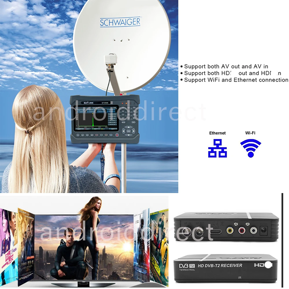 Satlink ST-6986 PRO DVB-S2/S DVB-T/T2 DVB-C ST6986 h.265 hevc 10bit meter with Fiber Optic tester ST 6986 vs WS-6980 ST-5150 - купить по