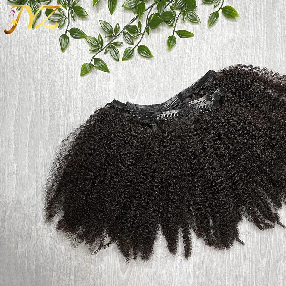 

4B 4C Afro Kinky Curly Clip In Human Hair Extensions Mongolian Hair Clip Ins Extension 120G Full Head Add Volume and Long JYZ