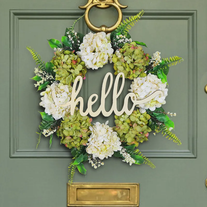 

Летние венки для входной двери, искусственные гортензии, цветочный венок для всех сезонов, свадебные украшения, Настенный декор