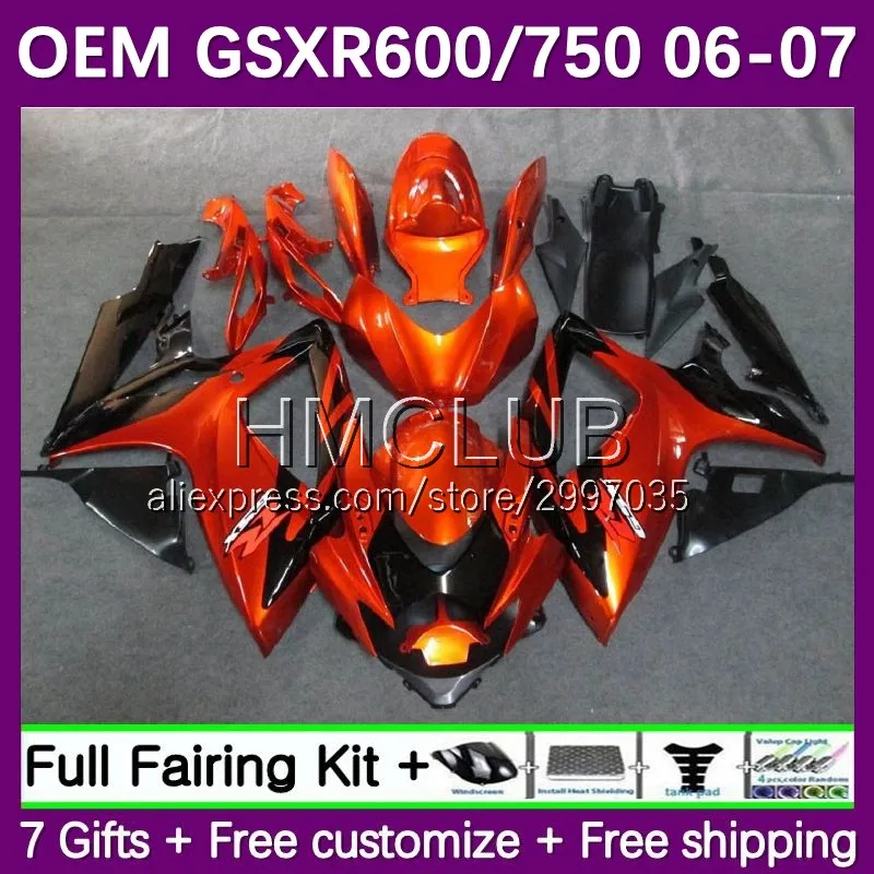 

OEM K6 для SUZUKI GSXR 600 750 CC GSXR750 600CC 60No.20 GSXR-600 GSXR600 2006 2007 GSXR-750 06 07 инъекция обтекатель оранжевый блеск