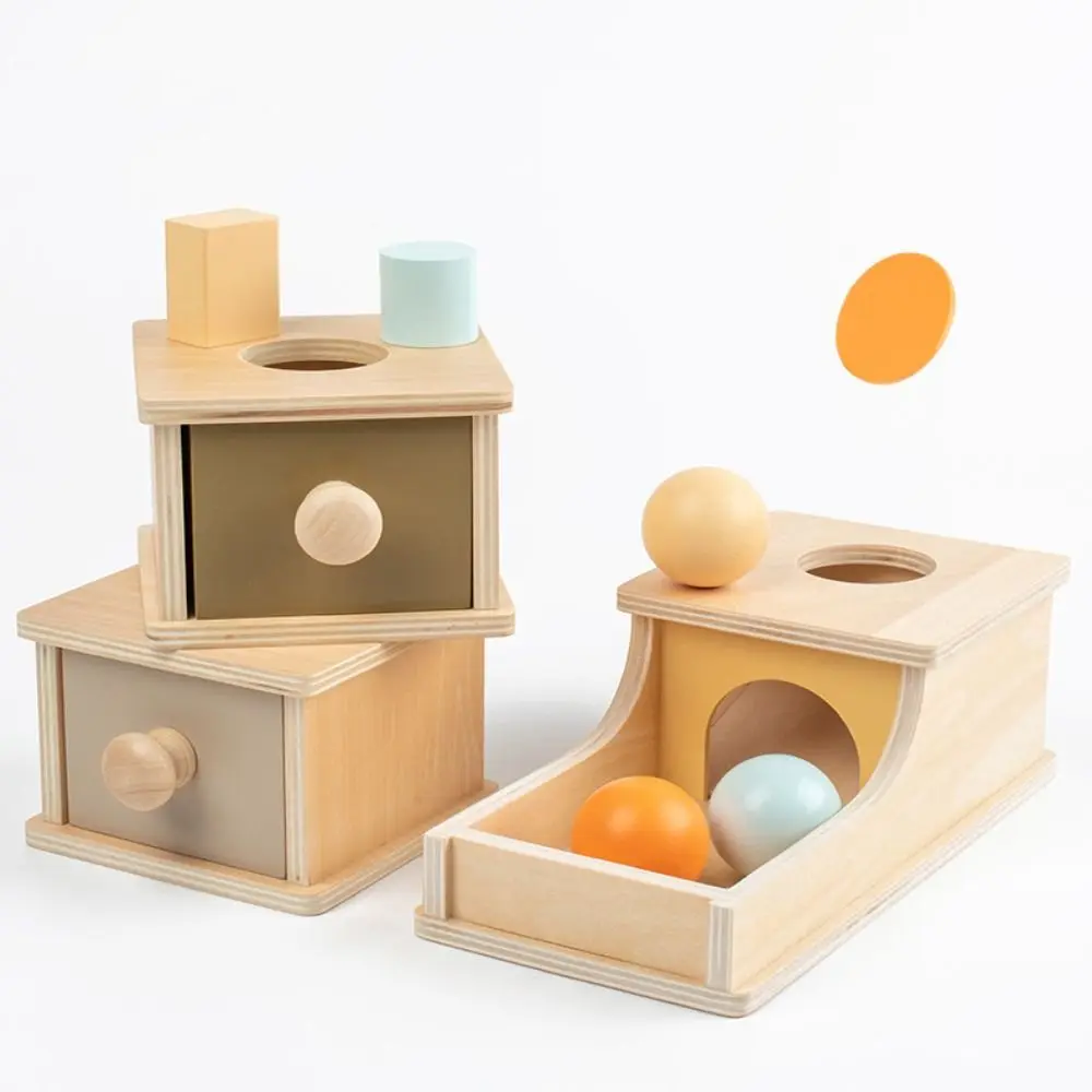 

1 Set Intellectual Development Montessori Object Permanence Box Early Education Preschool Training Round Rectangular Box