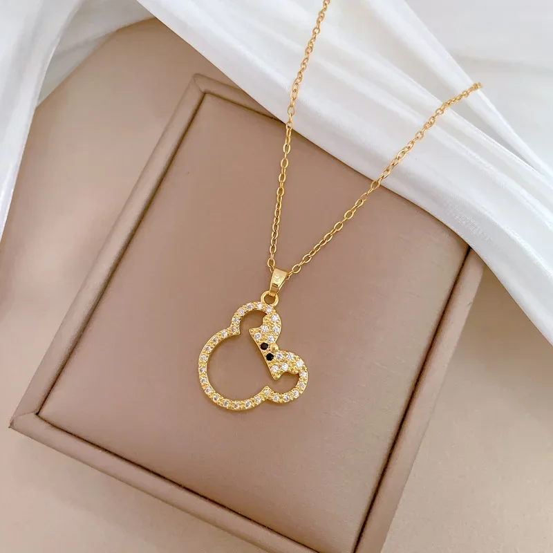 Ожерелье с кулоном Микки и Минни из нержавеющей стали