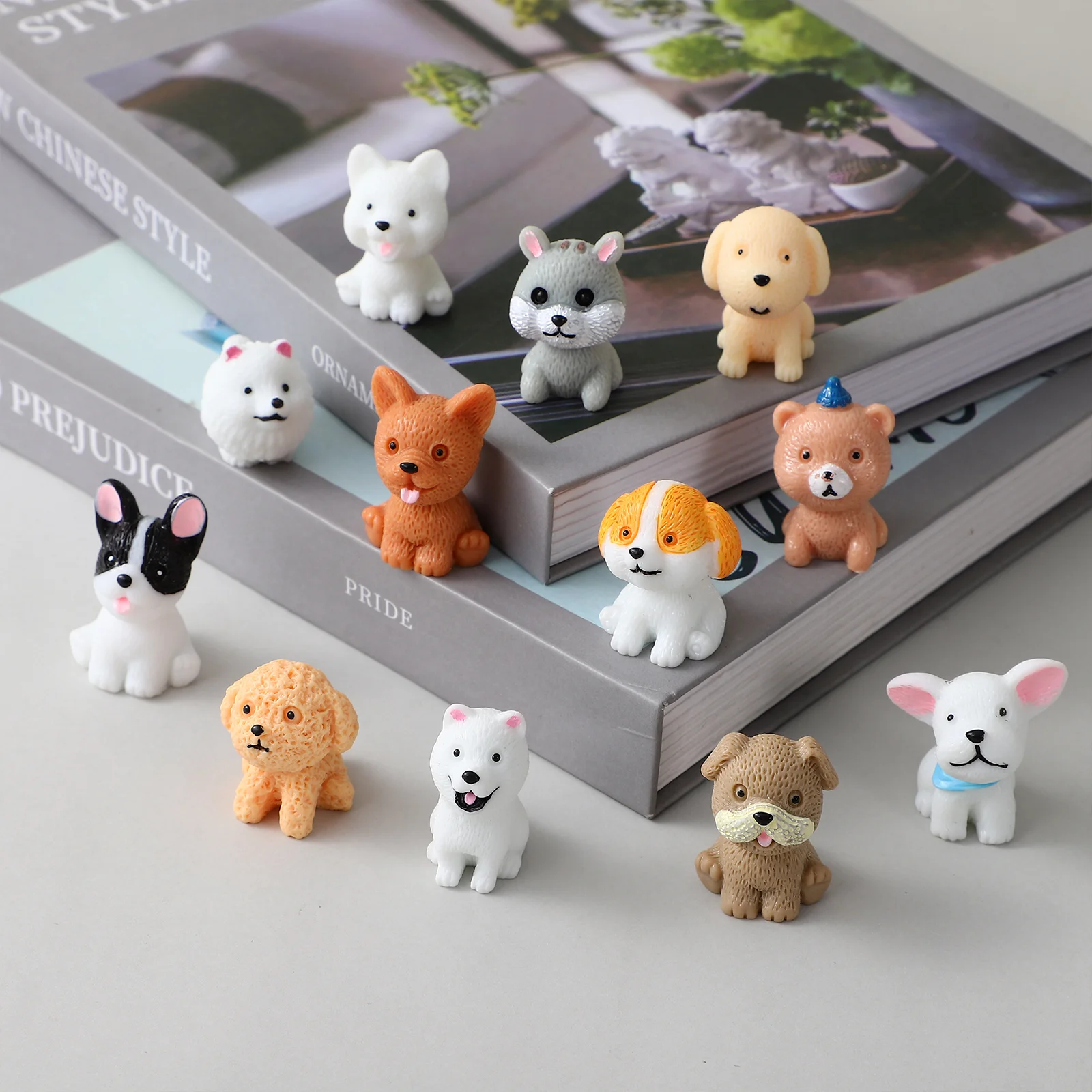 

Miniature Animal Figurines Cartoon Puppy Ornaments Light House Decorations Home Dog