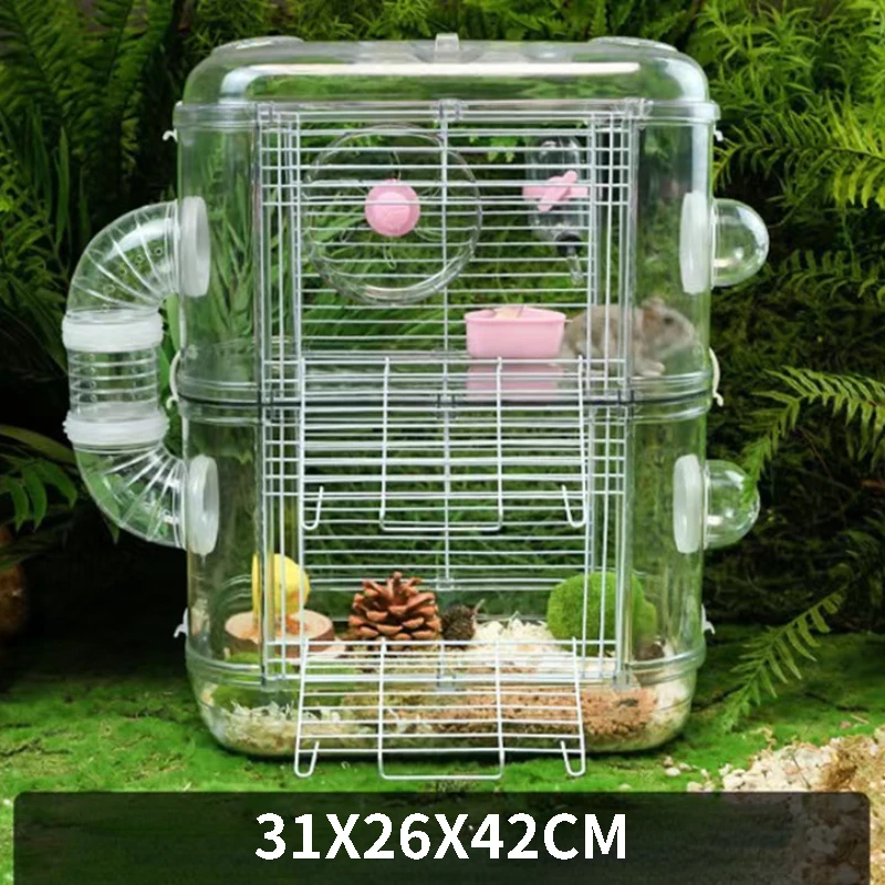 Клетка для хомяка 2-этажный роскошный дом домашних животных портативная мышь