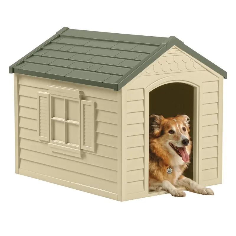 

Indoor & Outdoor Dog House for Small/Medium Breeds, Beige/Green
