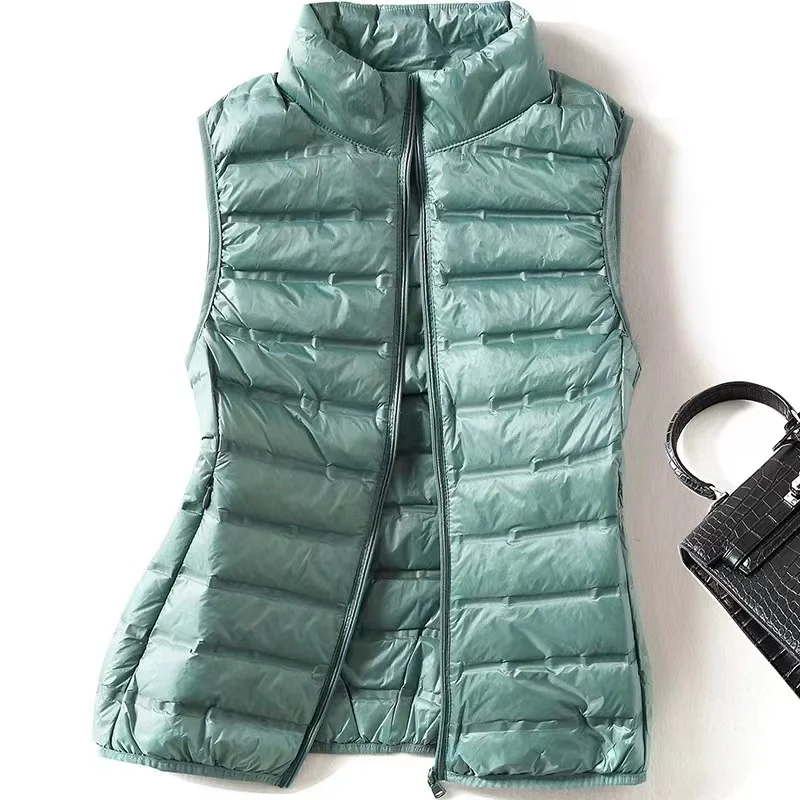 New Women Sleeveless Women's Ultra Light 90% Down Vests Slim Jacket Girl Gilet Lightweight Windproof Warm Waistcoat Portable