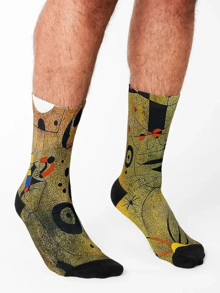 Фото joan miro painting art Носки с цветочным принтом на Хэллоуин Носки Мужчины Женщины №3